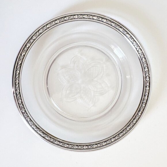 INTERNATIONAL STERLING SILVER WINE COASTER PLATE 6" GLASS 76 - Picture 1 of 7